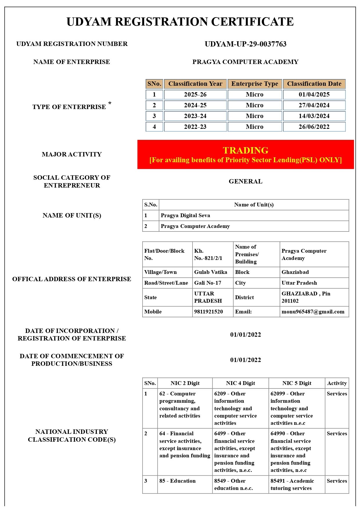 MSME Certification